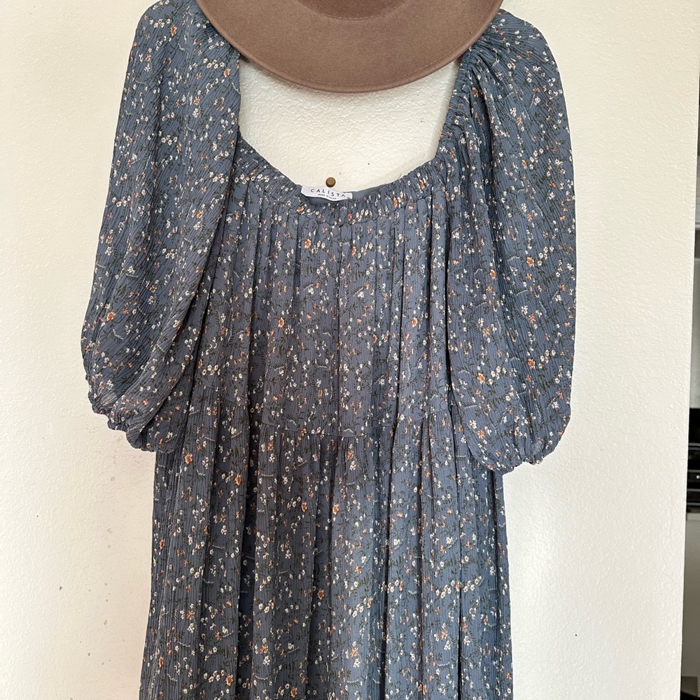 Pinkblush Blue Floral Off-Shoulder Dress